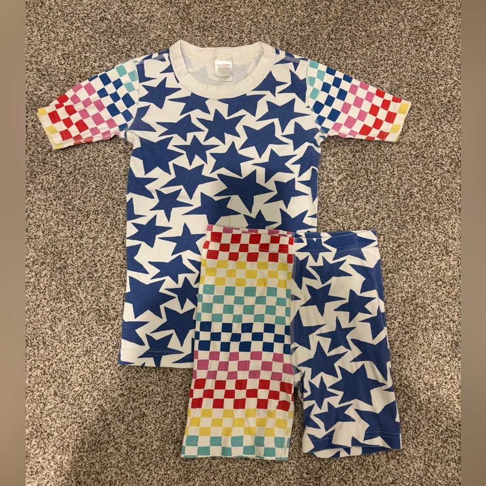 Hanna Andersson Blue Star and Colorful Checkered Pajama Set
